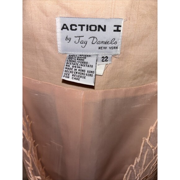Action I Jay Daniels Blazer 22 Peach Pearl Bead Jacket Embroidered Sheer Lined - Picture 10 of 12